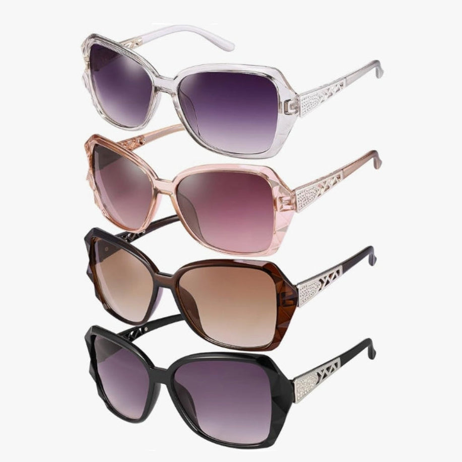 4 Pack Oversized Women's Sunglasses - UV Protection - Large Frames