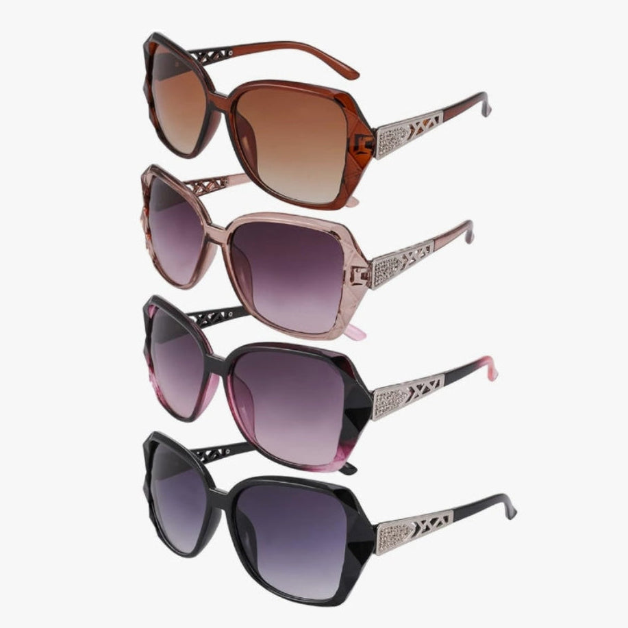 4 Pack Oversized Women's Sunglasses - UV Protection - Large Frames