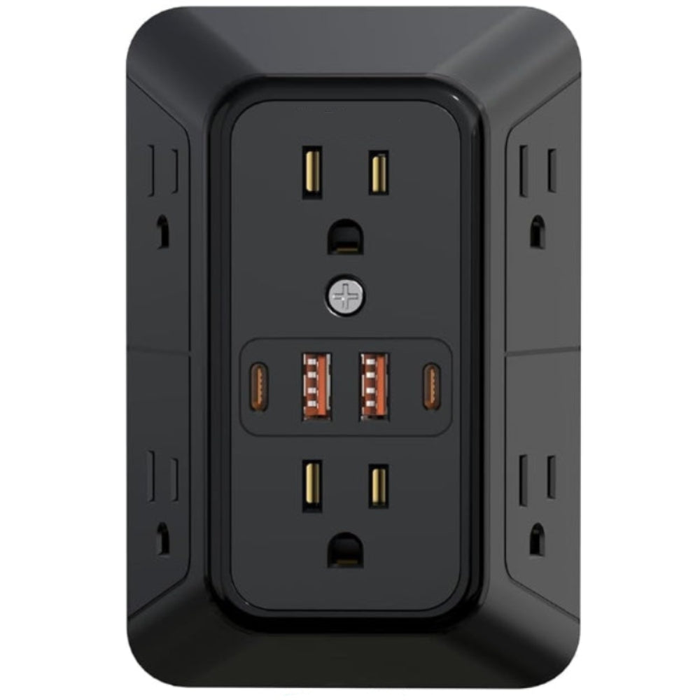 Surge Protector Outlet Extender – 6 AC Outlets with USB & USB-C Charging Ports, Wall Plug Adapter