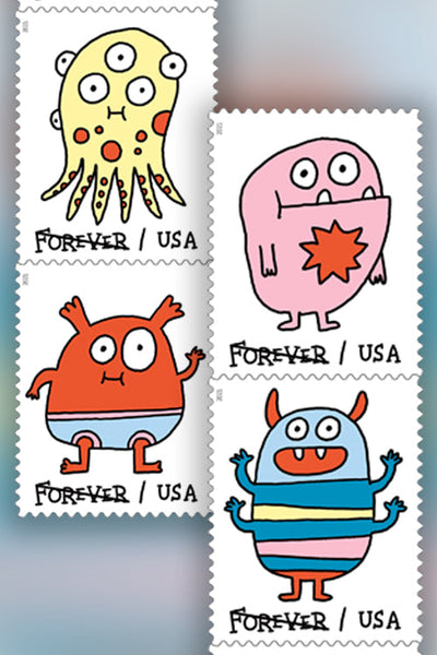 USPS Message Monsters First-Class Mail Forever Postage Stamps - 1 Sheet of 20