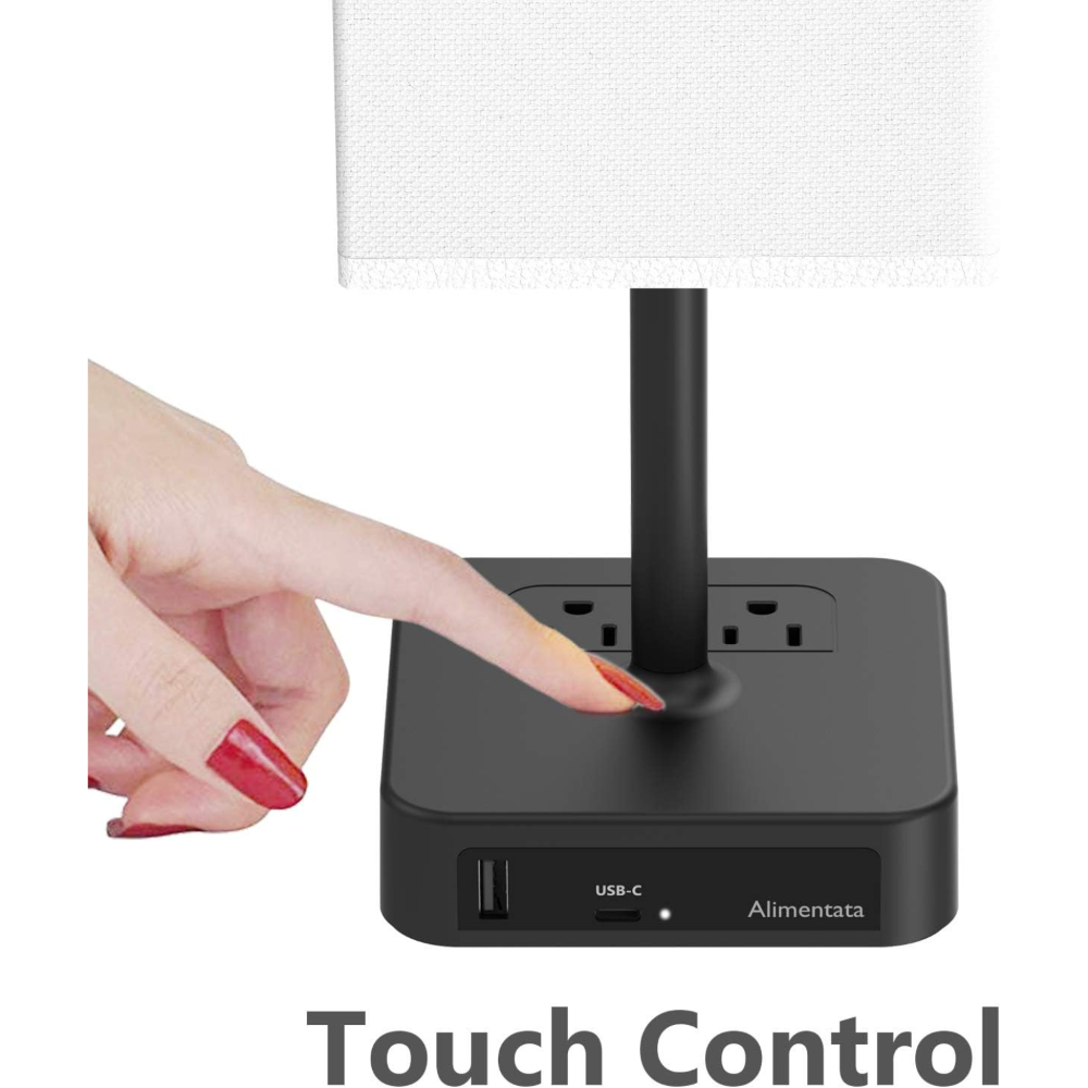 Bedside Table Lamp with Touch Control and USB C+A Ports