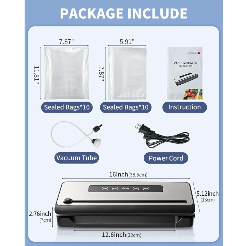 Multi-Mode Food Saver with Cutter, Hose & 20 Bags