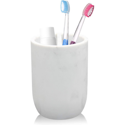 Toothbrush Holder – Marble Style Organizer Cup for Bathroom Vanity