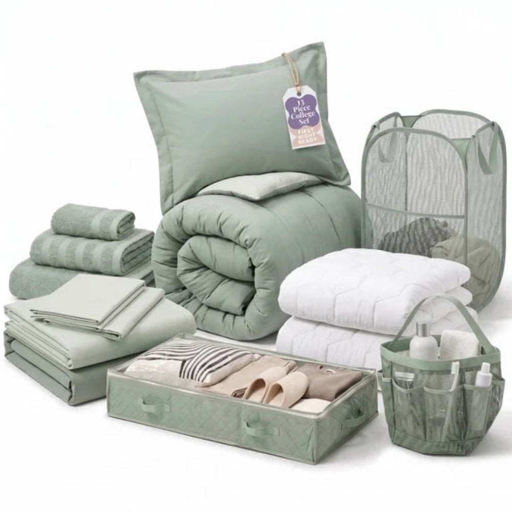 Twin XL Dorm Bedding Set – Bed in a Bag with Comforter & College Dorm Room Essentials