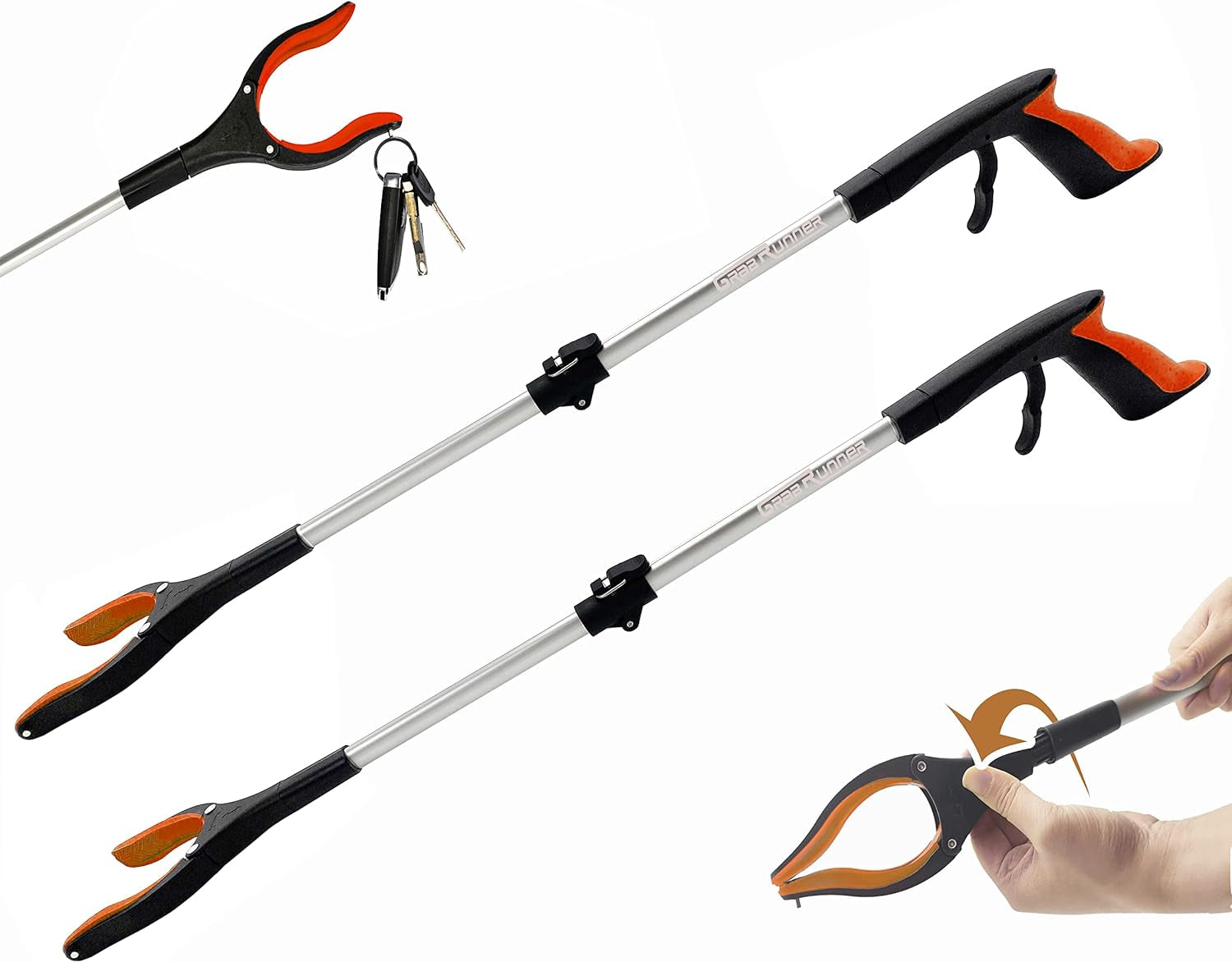 2 Pack 32" Grabber Tool with Strong Magnets and Swivel Head