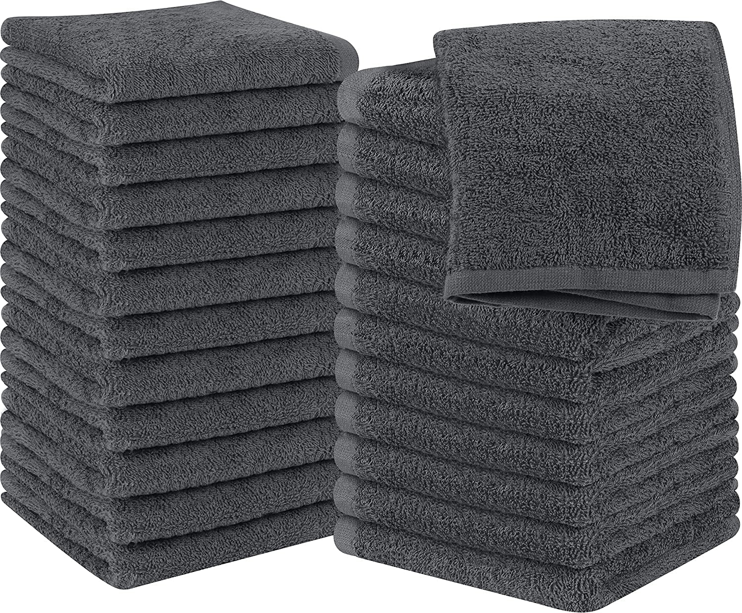 12 Pack Cotton Washcloths Set - 100% Ring Spun Cotton, Premium Quality Flannel Face Cloths