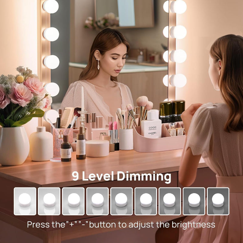 LED Vanity Mirror Lights with 10 Dimmable Bulbs, Adjustable Color & Brightnes