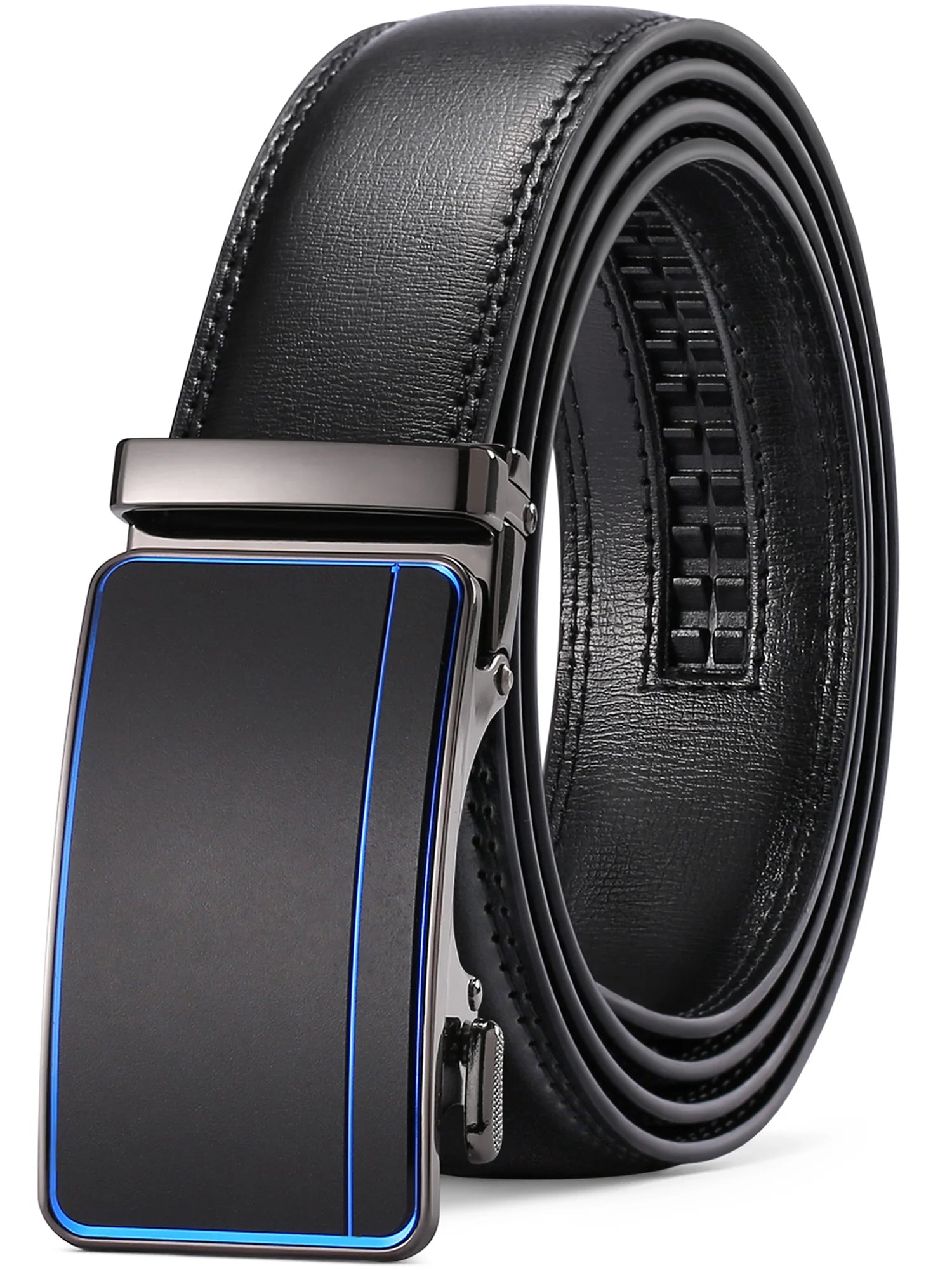 Men's Leather Belt  - Automatic Ratchet Buckle Slide Belt-Trim to Fit with Gift Box