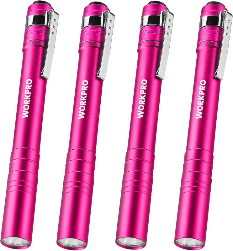 4 Pack LED Pen Lights, Aluminum Pen Flashlights with Clip - 2AAA Batteries Included