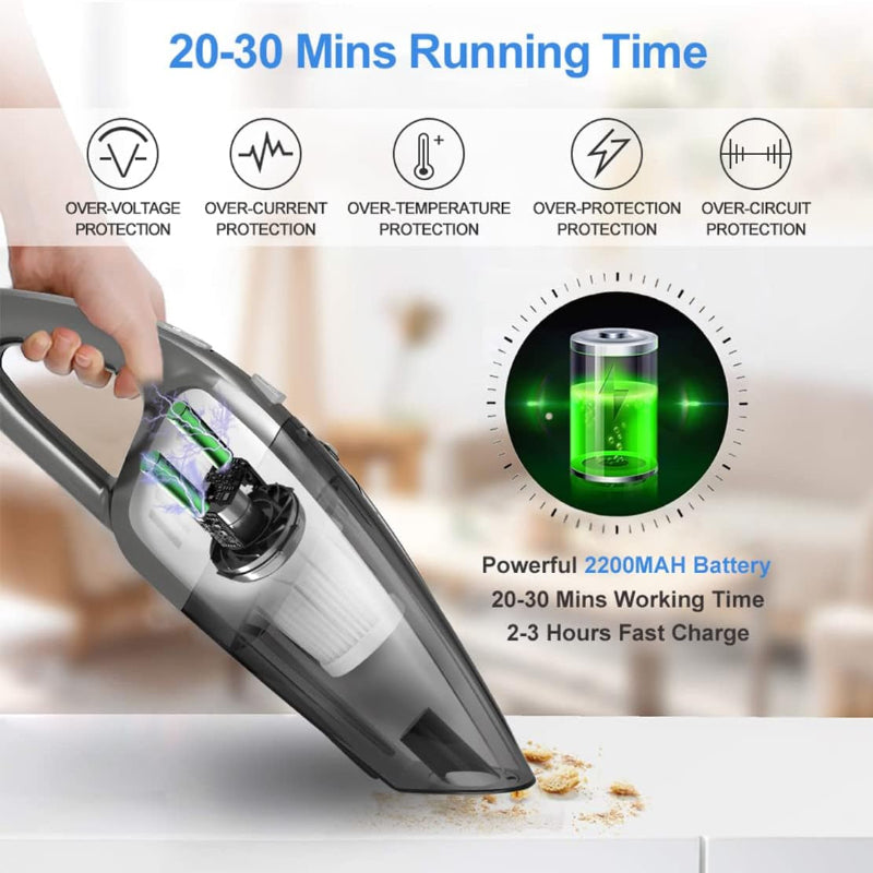 Portable Cordless Handheld Vacuum Cleaner, 120W High Power with 8000PA Suction