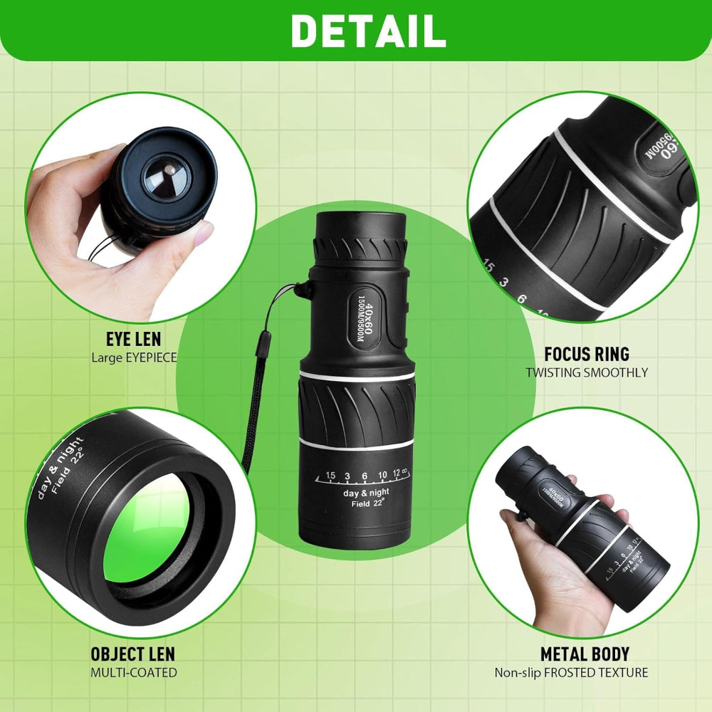 High Powered Monocular Telescope for Stargazing, Hunting, Bird Watching, Hiking Travel, Camping