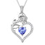 925 Sterling Silver Birthstone Necklace, Rose Flower Heart Pendant Jewelry