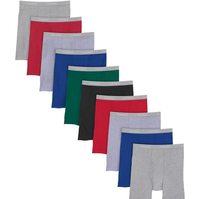 Men's Hanes Multi Pack Assorted Boxer Briefs, 10 Pack