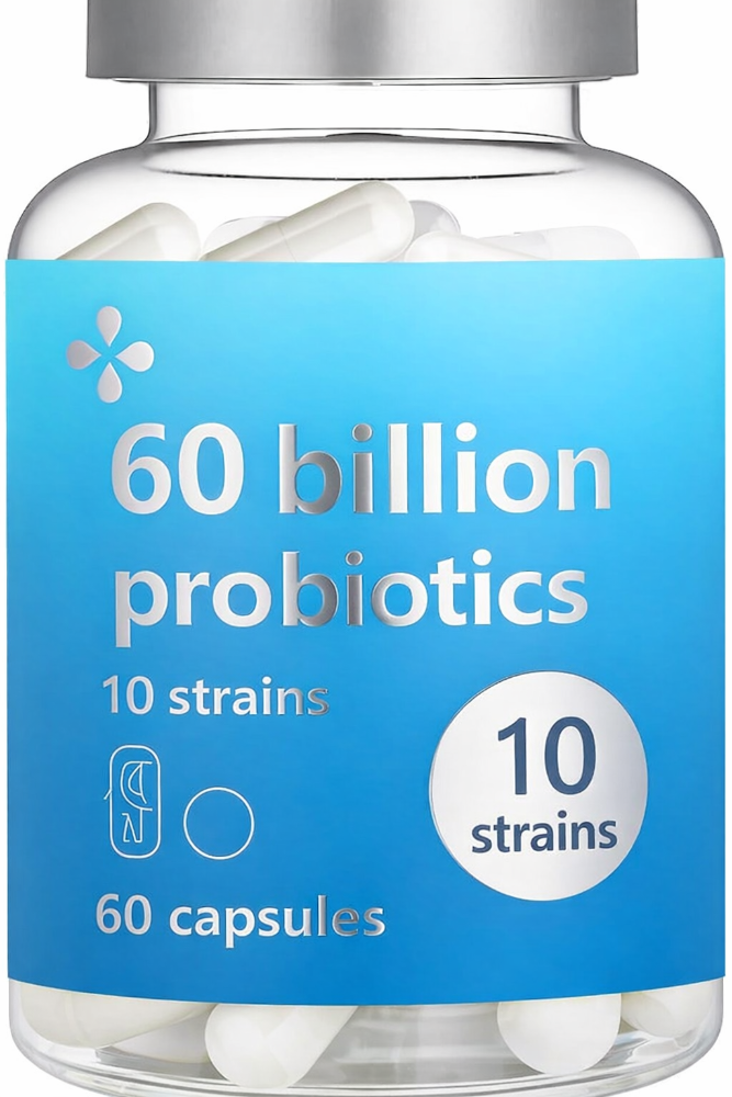 60 Count Probiotic Supplement – 60 Billion CFU, 10-Strain – Daily Capsules for Digestive & Immune Health