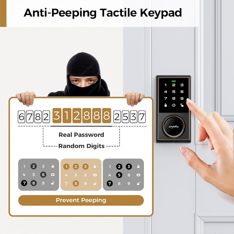 Touch Code Key Locker Keyless Entry Door Lock with Touchscreen Keypad and 50 Code Capacity ...