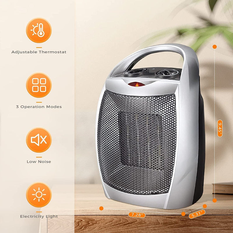 1500W/750W Portable Ceramic Space Heater with Thermostat for Home and Office