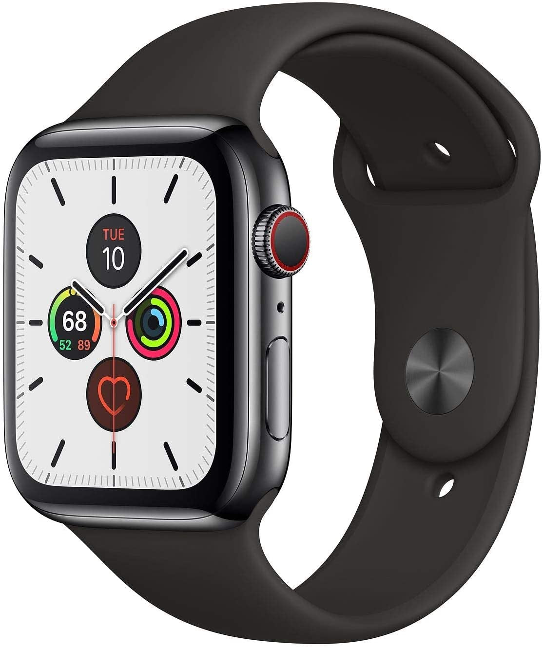 Apple Watch Series 5 (GPS, 40MM) - Space Gray Aluminum Case with Black Sport Band (Renewed)