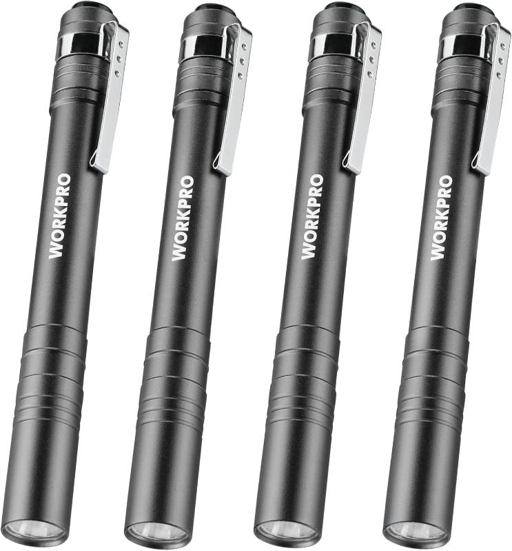 4 Pack LED Pen Lights, Aluminum Pen Flashlights with Clip - 2AAA Batteries Included