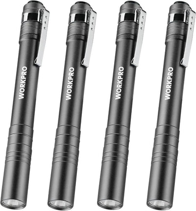 4 Pack LED Pen Lights, Aluminum Pen Flashlights with Clip - 2AAA Batteries Included