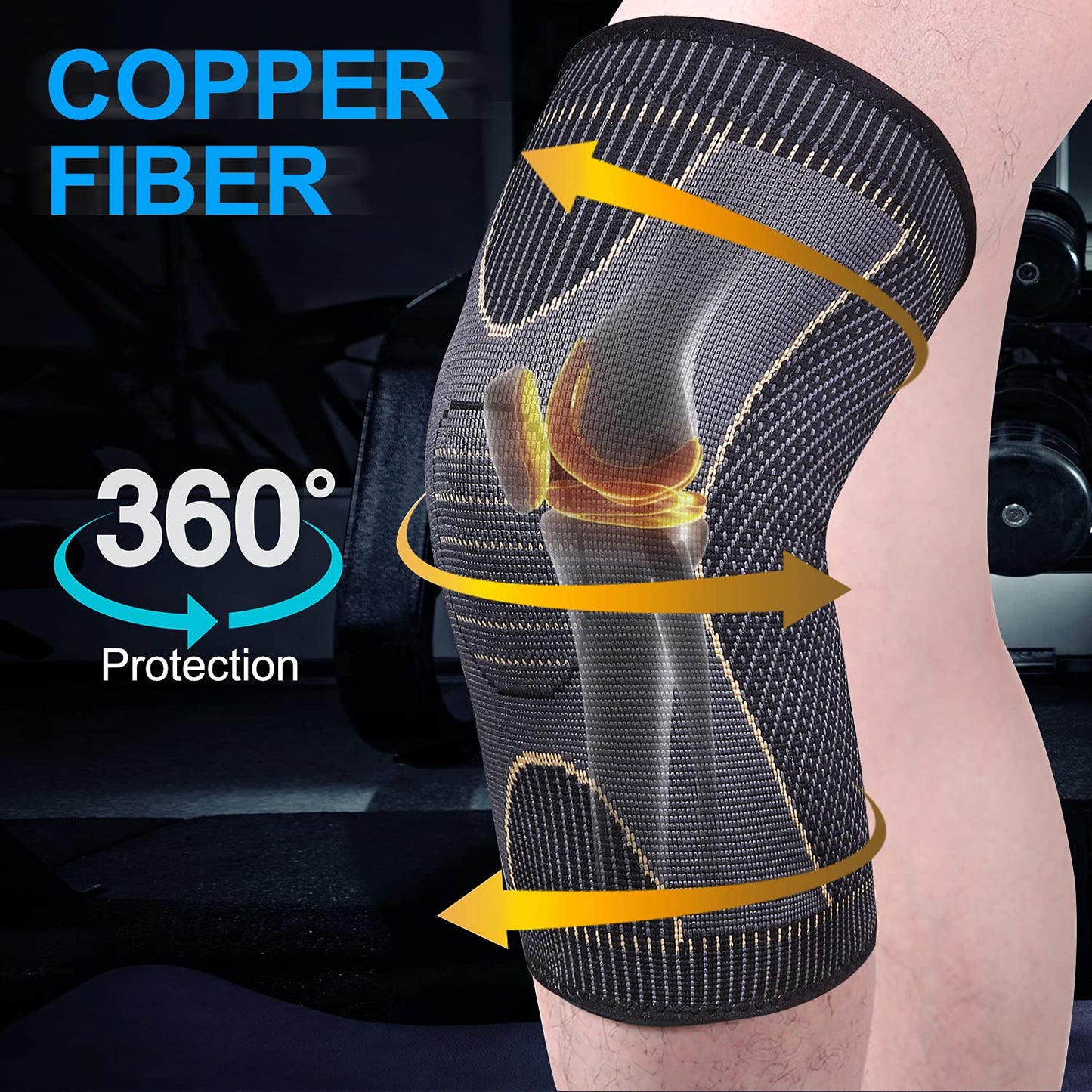 2 Pack Copper Knee Braces for Knee Pain- Knee Compression Sleeve