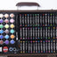 145 Piece Deluxe Art Set, Wooden Art Box & Drawing Kit with Oil Pastels, Crayons, Colored Pencils, Watercolor Cakes&  Brushes