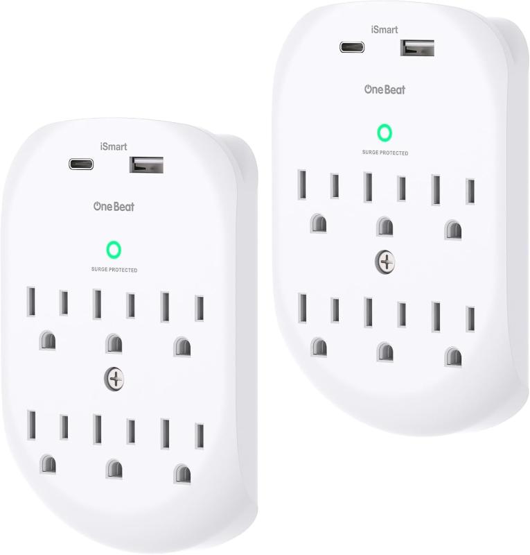 2 Pack Multi-Plug Surge Protector Outlet