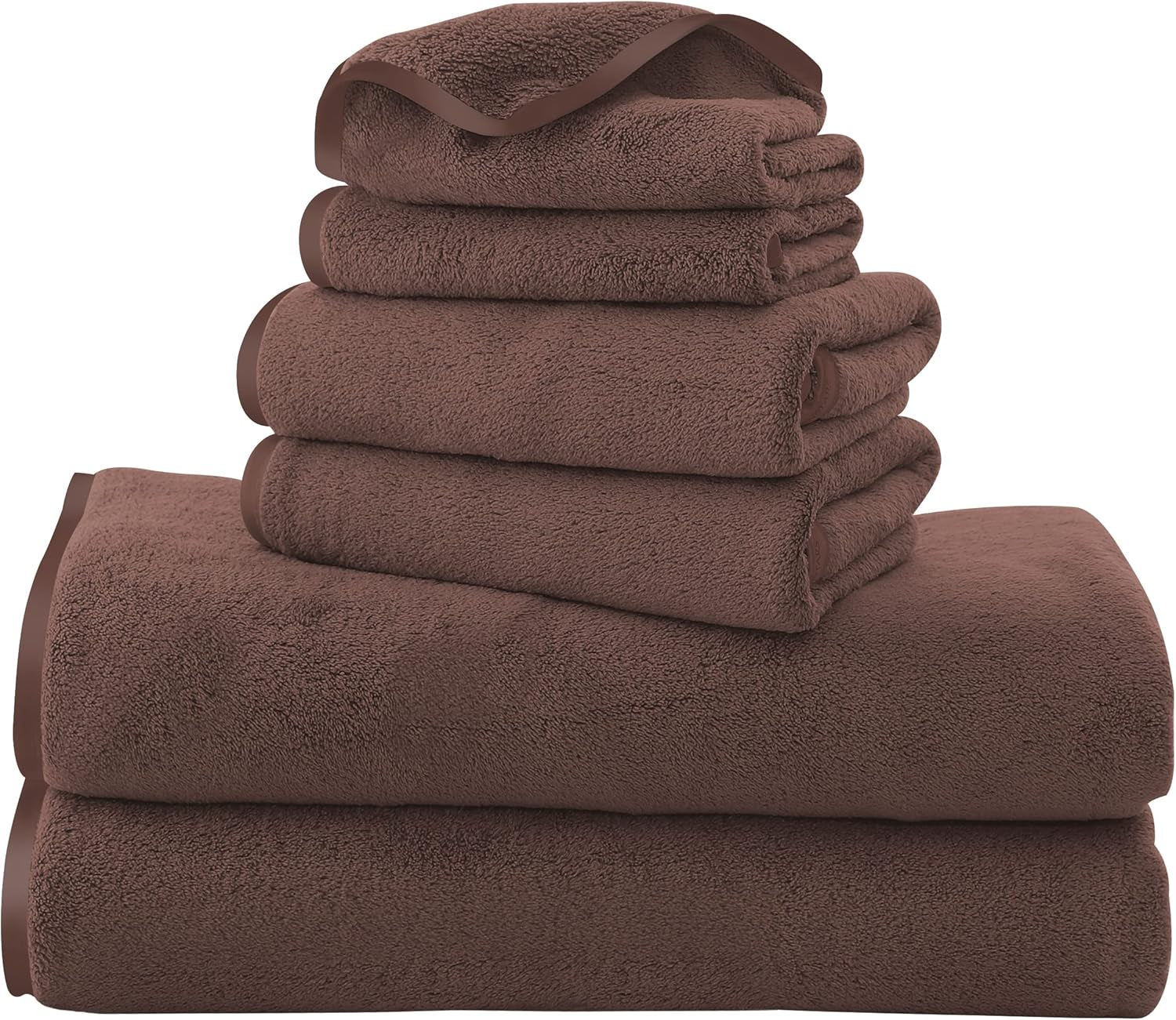 6 Pack Ultra Soft Microfiber Towel Set- 2 Bath Towels, 2 Hand Towels, 2 Washcloths