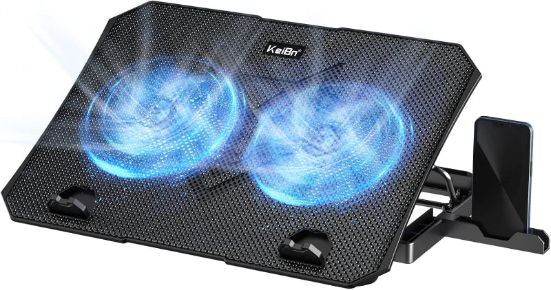 Laptop Cooling Pad with 2 Fans, 5 Height Stands, and 2 USB Ports for 10-15.6" Laptops