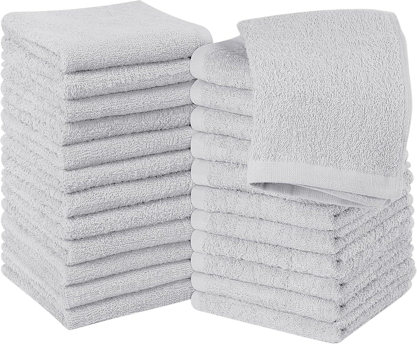 12 Pack Cotton Washcloths Set - 100% Ring Spun Cotton, Premium Quality Flannel Face Cloths