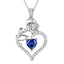 925 Sterling Silver Birthstone Necklace, Rose Flower Heart Pendant Jewelry