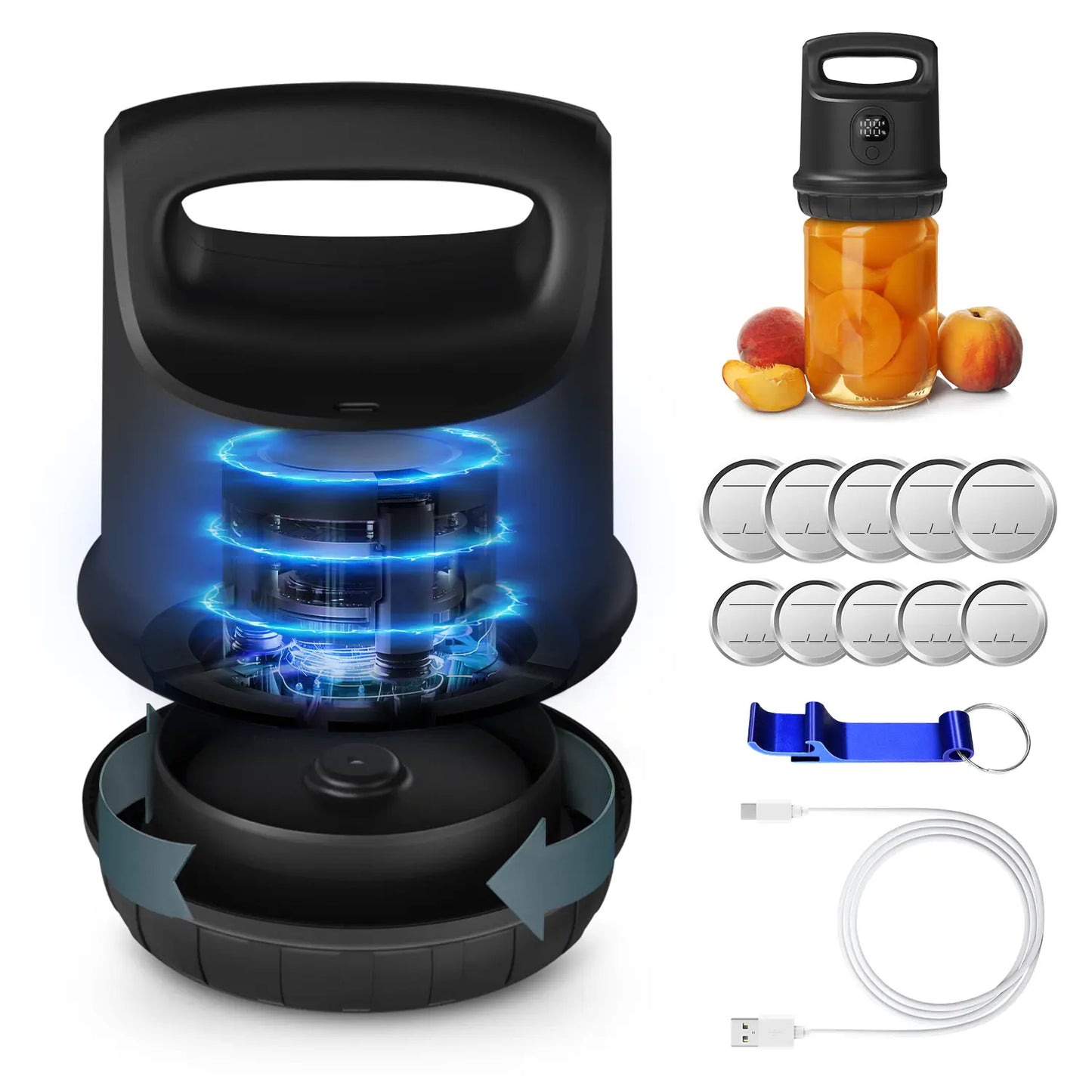 Vacuum Sealer Kit Automatic Shut-Off Mason Jar Sealer – Portable Cordless Vacuum Sealing System. Open Box
