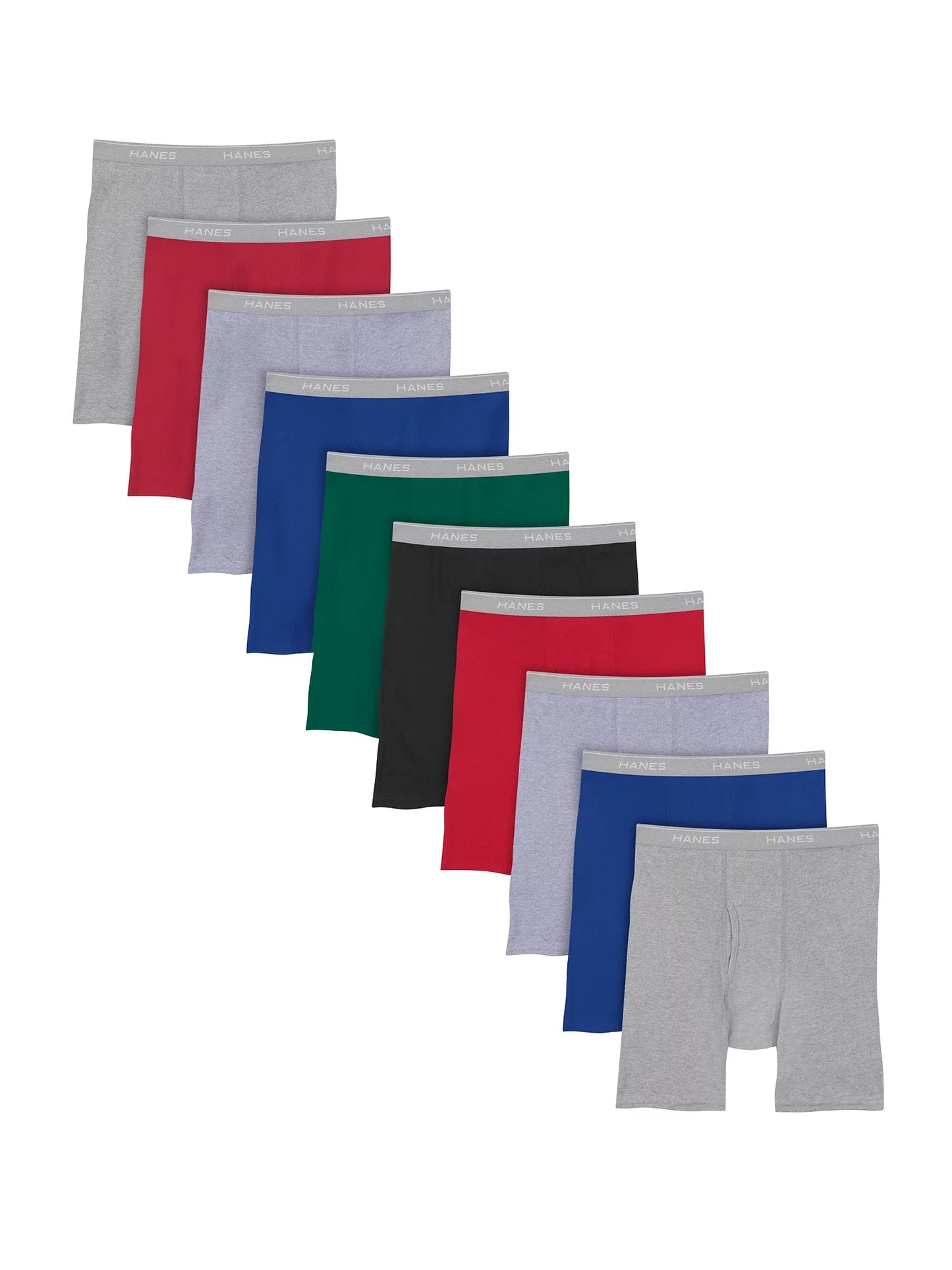 Men's Hanes Multi Pack Assorted Boxer Briefs, 10 Pack