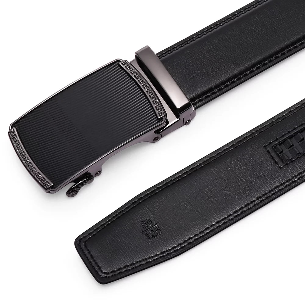 Men's Leather Belt  - Automatic Ratchet Buckle Slide Belt-Trim to Fit with Gift Box