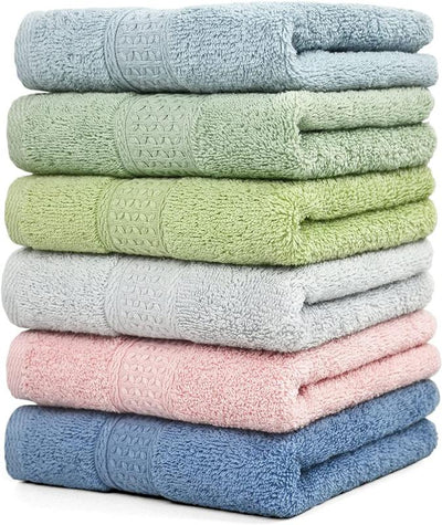 6 Pack 100% Cotton Quick Dry Soft Hand Towel Set for Bathroom