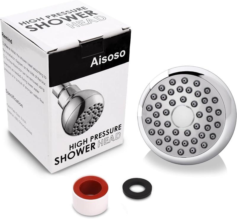 Adjustable Swivel High Pressure 3-Inch Shower Head with Anti-Clog and Anti-Leak