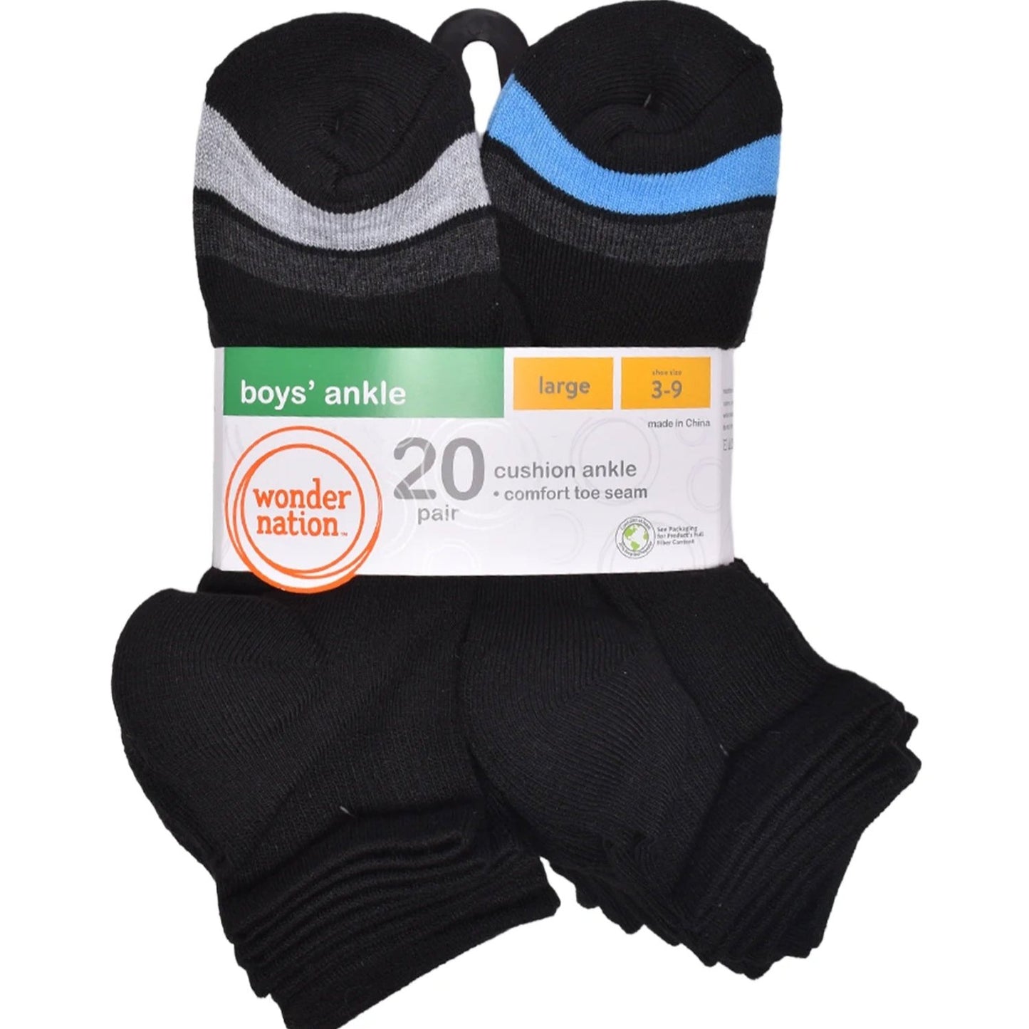 20 Pack Boys Ankle Socks