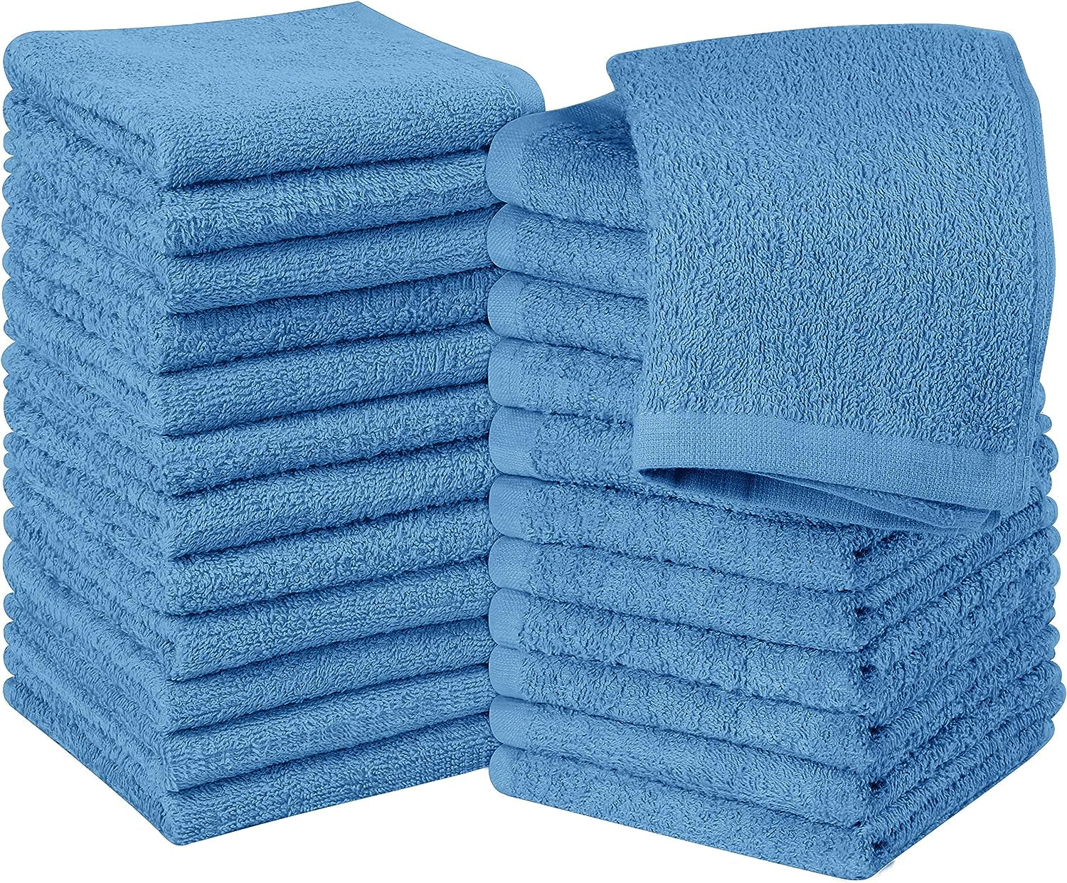 12 Pack Cotton Washcloths Set - 100% Ring Spun Cotton, Premium Quality Flannel Face Cloths