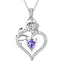 925 Sterling Silver Birthstone Necklace, Rose Flower Heart Pendant Jewelry