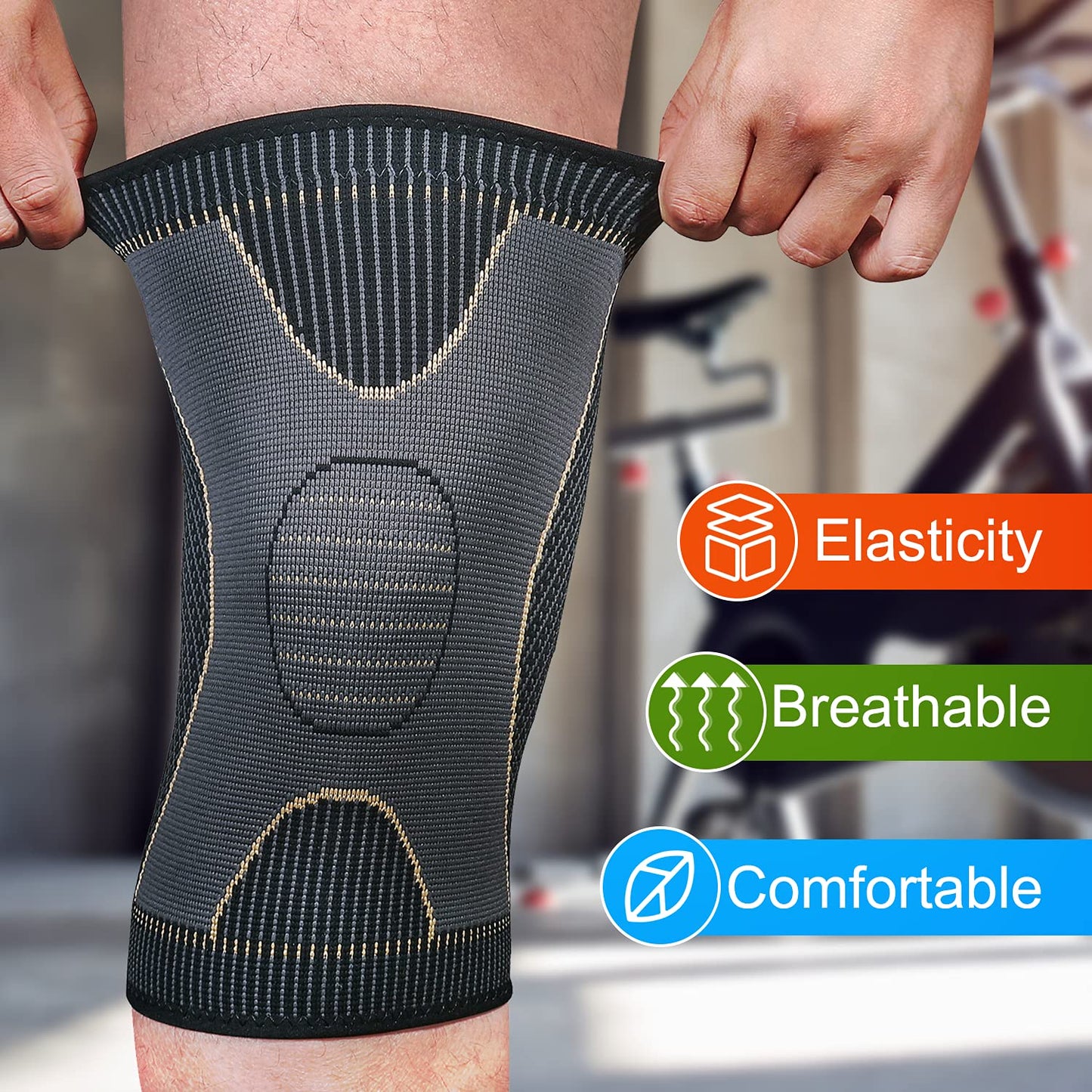 2 Pack Copper Knee Braces for Knee Pain- Knee Compression Sleeve