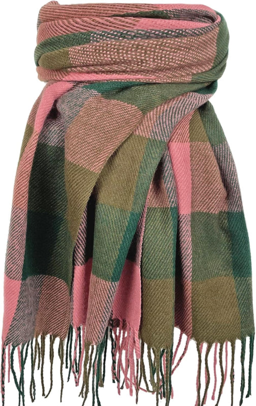 Plaid Winter Scarf for Women, Cashmere Feel Blanket Shawl and Wrap