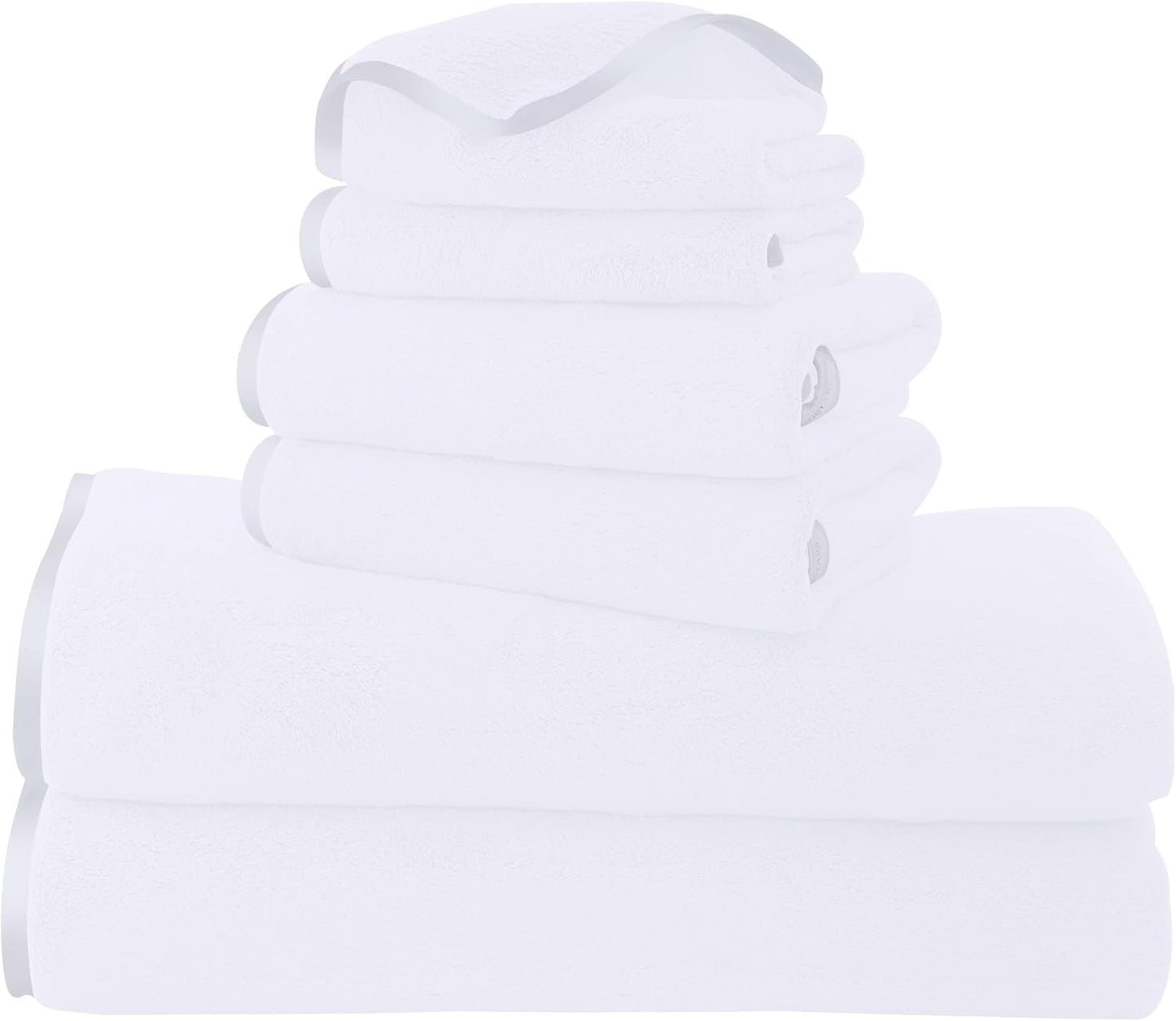 6 Pack Ultra Soft Microfiber Towel Set- 2 Bath Towels, 2 Hand Towels, 2 Washcloths