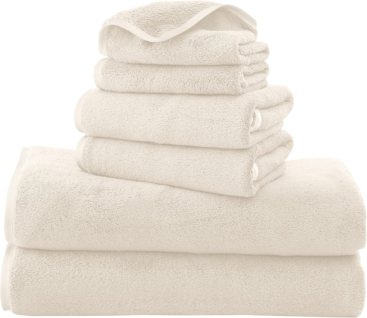 6 Pack Ultra Soft Microfiber Towel Set- 2 Bath Towels, 2 Hand Towels, 2 Washcloths