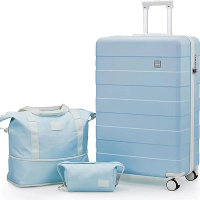 3-Piece 20-Inch Carry-On Luggage Hardside Spinner Suitcase Set with TSA Lock