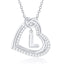 14K White Gold Love Heart Initial Necklace - CZ Hypoallergenic