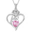 925 Sterling Silver Birthstone Necklace, Rose Flower Heart Pendant Jewelry