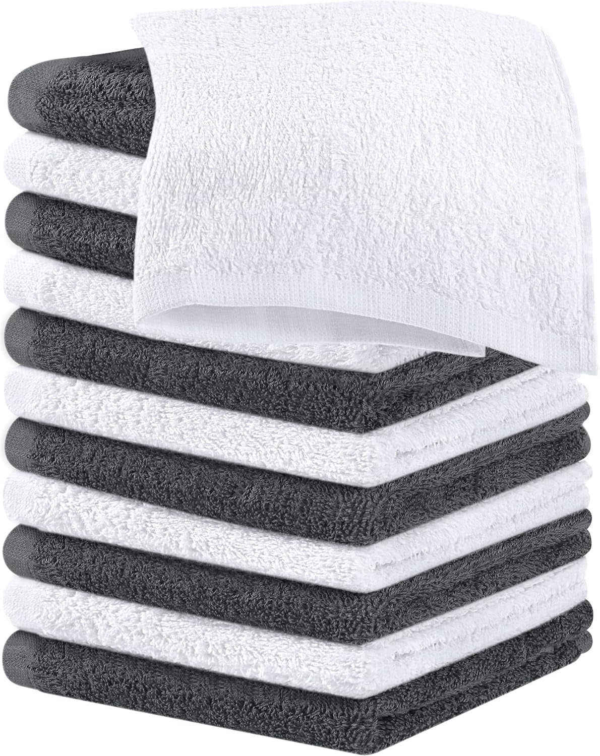 12 Pack Cotton Washcloths Set - 100% Ring Spun Cotton, Premium Quality Flannel Face Cloths