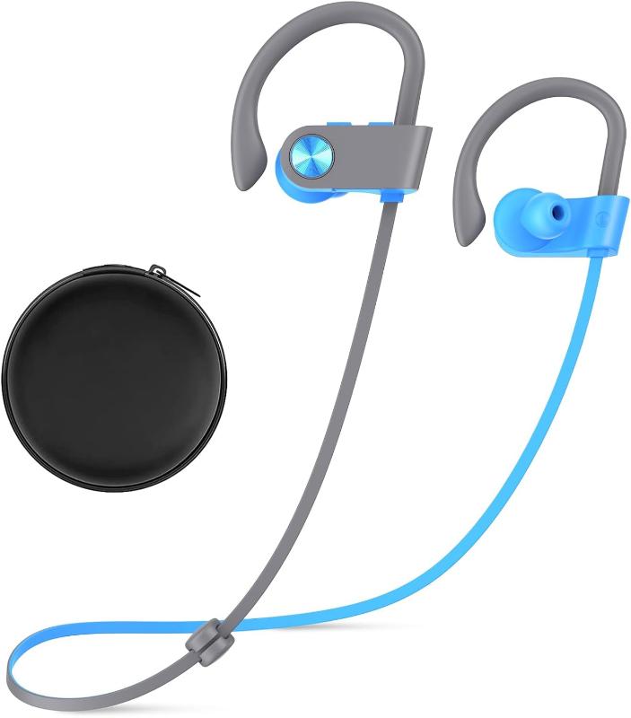 Bluetooth 5.3 IPX7 Waterproof Wireless Sports Earbuds, 16 Hrs Playtime with Noise Cancelling Mic, HiFi Bass Stereo