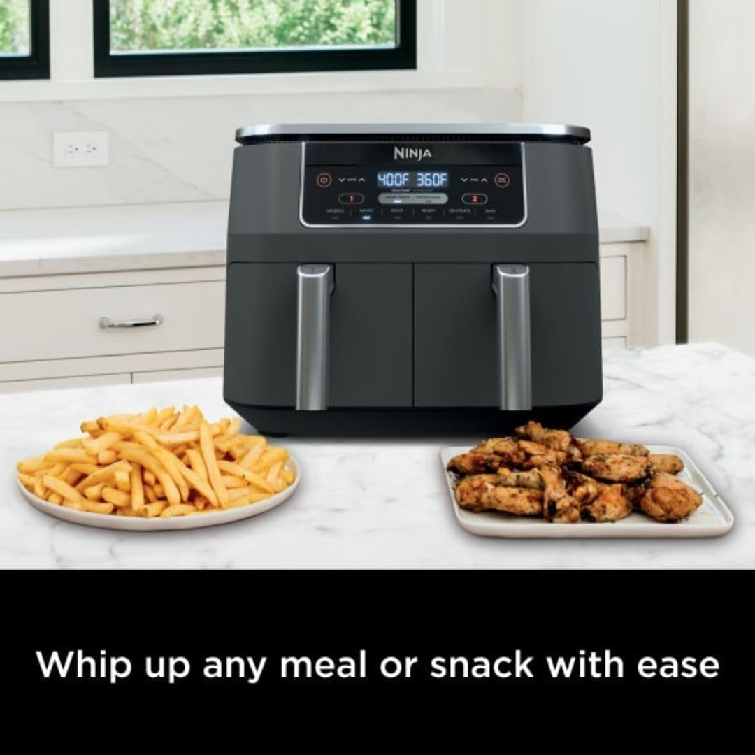 Ninja Foodi 6-in-1 AirFryer with 2-Baskets DualZone Technology, 8-Quart Capacity (Renewed)