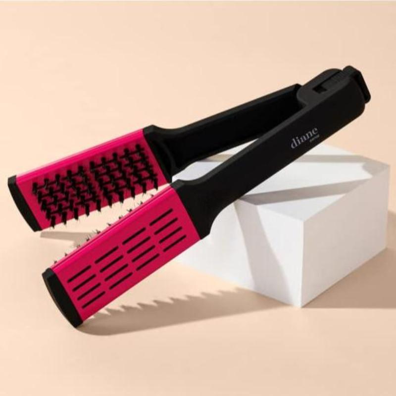 Double Sided Ceramic Straightening Brush with Nylon Bristles for Smoothing and Styling