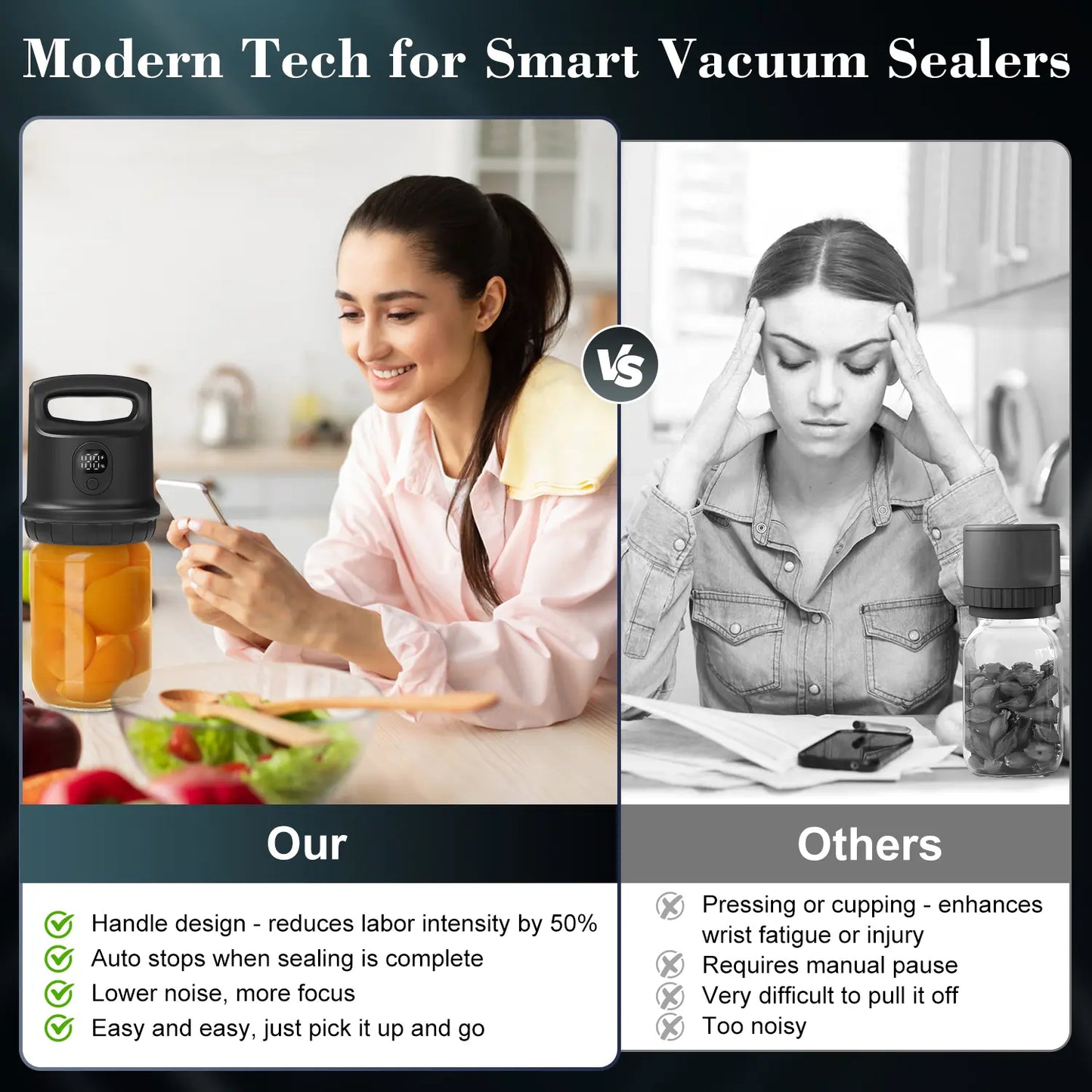 Vacuum Sealer Kit Automatic Shut-Off Mason Jar Sealer – Portable Cordless Vacuum Sealing System. Open Box